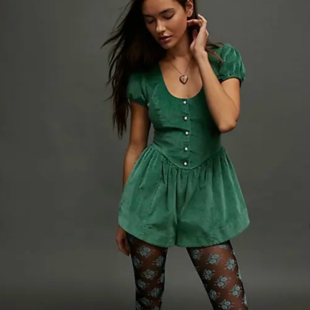 Free People Silver Bells Velvet Romper